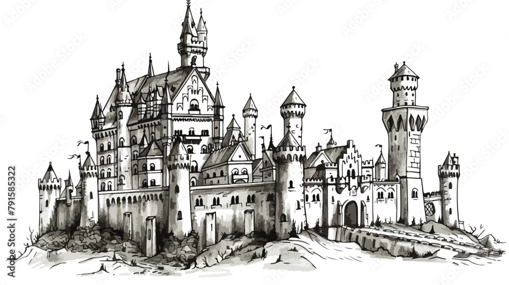Castle Hand drawn style vector design illustrations i