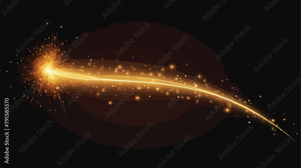 Golden shooting star effect light line trail of glo - obrazy, fototapety, plakaty 