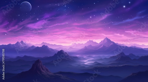  Enchanted mountains under amethyst starlight photo