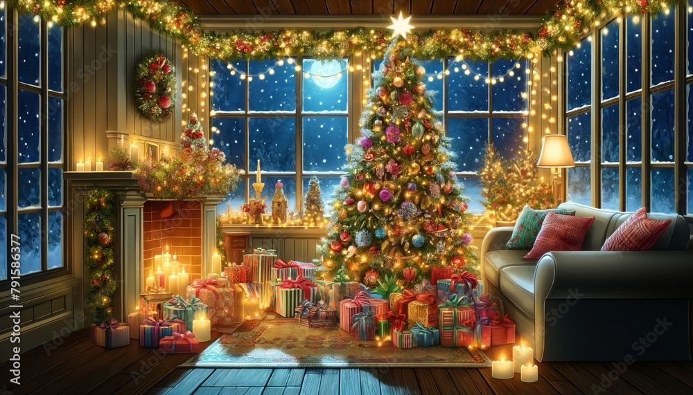 Cozy Christmas Eve Living Room Decoration
