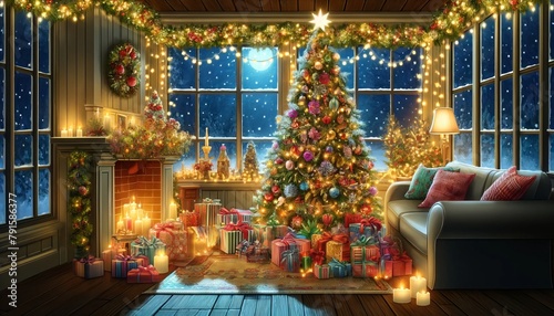 Cozy Christmas Eve Living Room Decoration 