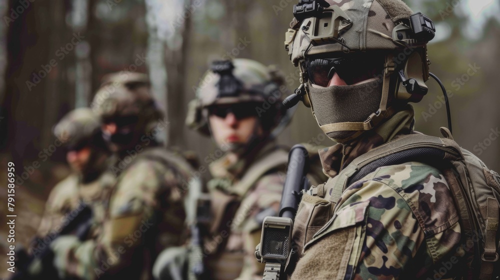 Soldiers in combat gear AI generated illustration Soldiers in combat gear AI generated illustration