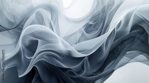 Soft abstract swirls and curves in a monochromatic palette AI generated illustration