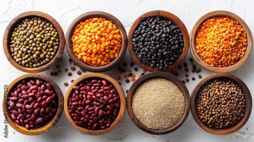 Assortment of Legumes and Grains Isolated on White Background Generative AI