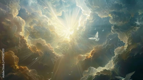 The beauty of heaven portrayed in art AI generated illustration