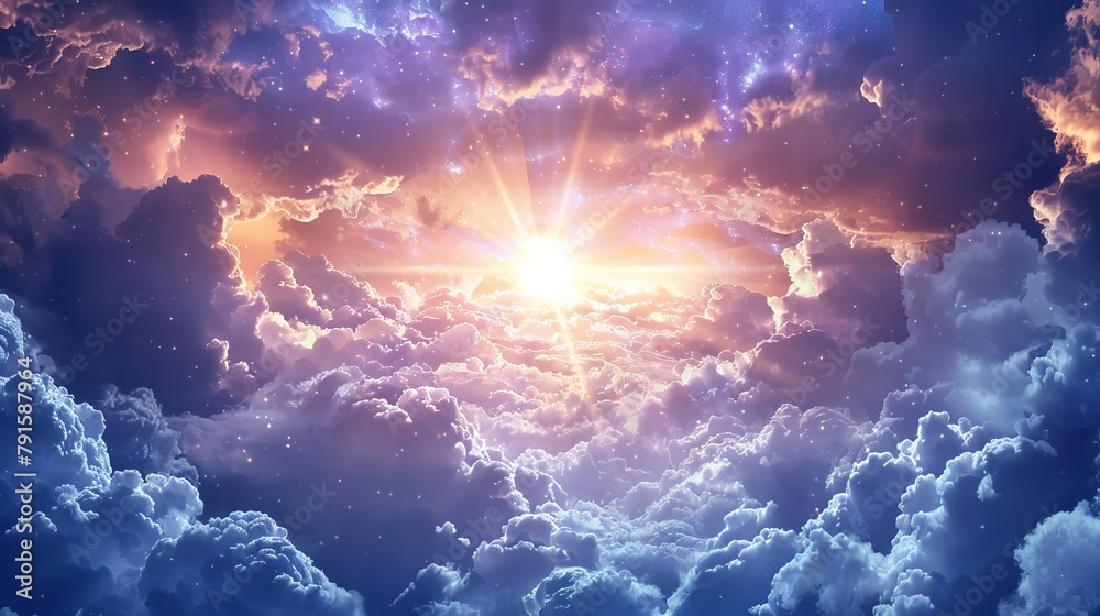The divine presence of God in the clouds  AI generated illustration