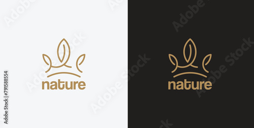 crown with leaf vector logo design inspiration