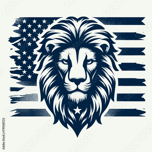 Lion Wear USA Top Hat, 4th of July patriotic American flag, Cartoon Clipart Vector illustration, Independence day themed Mascot Logo Character Design, presidential election