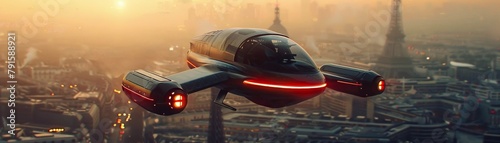 A transportation company invests in the development of autonomous flying taxis to alleviate traffic congestion and provide efficient urban mobility photo