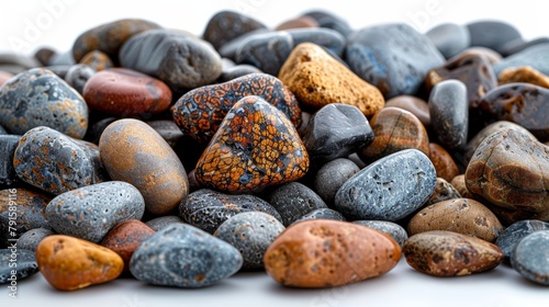 Vibrant Assortment of Rounded Seaside Pebbles and Sand Generative AI photo
