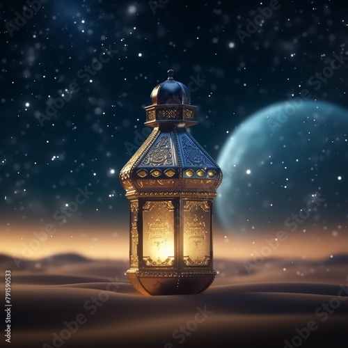 Eid mubarak and ramadan kareem greetings with islamic lantern and mosque. Eid al fitr background