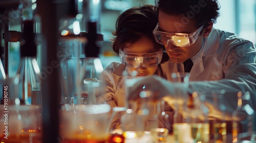 Father and Child in Laboratory