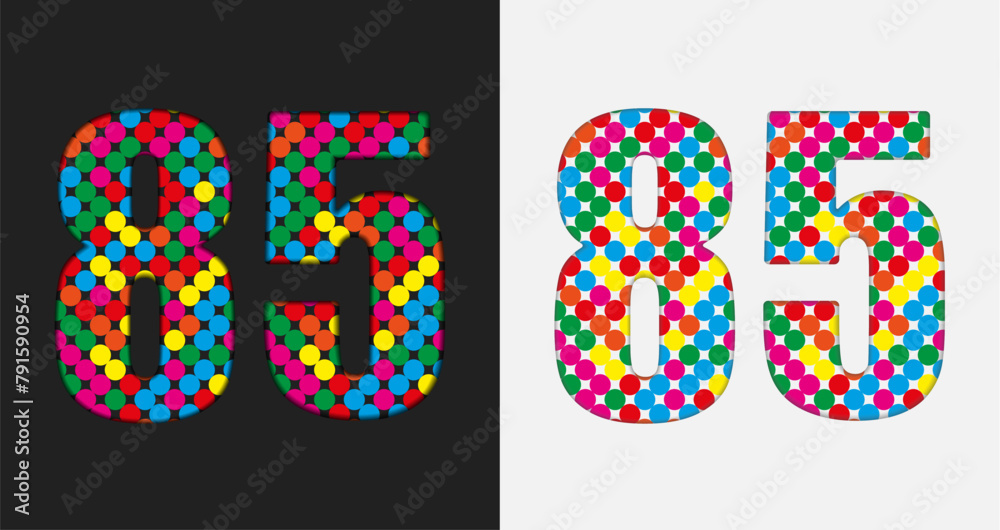 Bubble number - 85. Glitter figure of colored dots Bubble number - 85. Glitter figure of colored dots