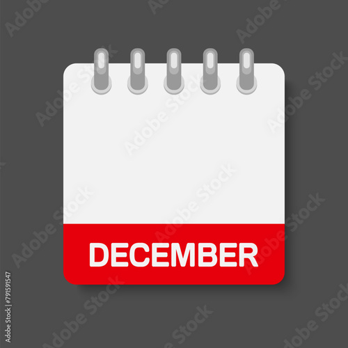 Vector icon calendar month December, empty space