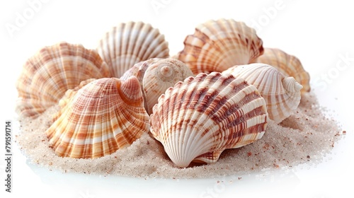 Seashells Artfully Arranged on Sandy Beach Generative AI