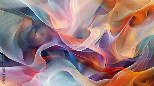 Abstract forms intertwining in a mesmerizing dance of shapes and colors.