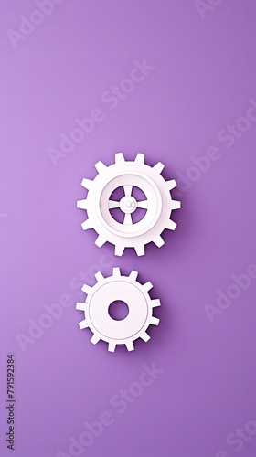 Three white gears on abackground, laid flat, copy space concept for business technology and development in the abstract vector with copy space 