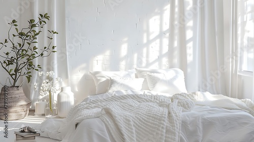 White cozy bedroom interior