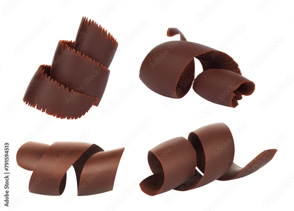 Obraz premium Set of Chocolate Shavings, isolated on transparent background 