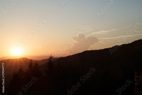 Mountain landscape at Foce Carpinelli, Tuscany, Italy. Sunset photo