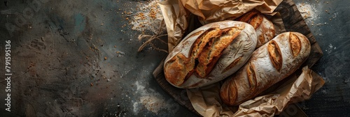 Artisanal Fresh Bread Flatlay in Minimalist Style