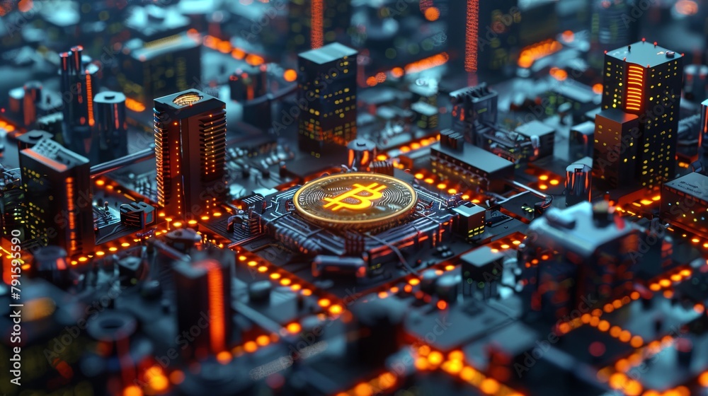 Obraz premium Urban Crypto Mining Setups