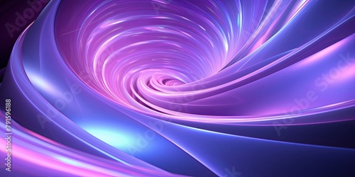 Violet abstract background with spiral. Background of futuristic swirls in the style of holographic. Shiny  glossy 3D rendering. Hologram with copy space