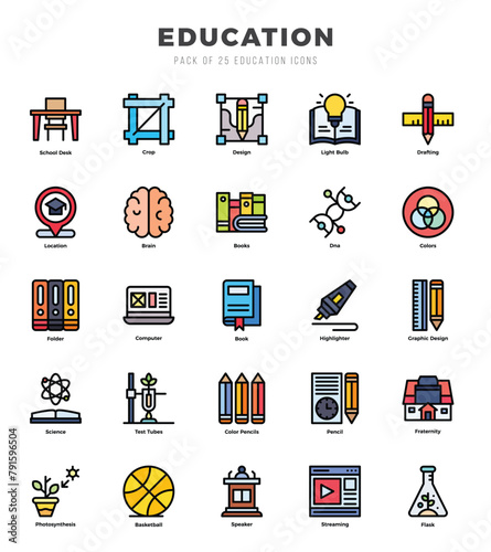 Education icons set. Vector illustration.