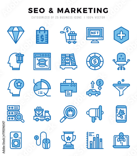 SEO & Marketing icon pack for your website. mobile. presentation. and logo design.