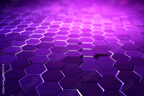 Violet background with hexagon pattern, 3D rendering illustration. Abstract violet wallpaper design for banner, poster or cover with copy space 