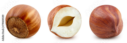 Hazelnut nut. Hazelnut isolated on white background. Hazelnut clipping path.