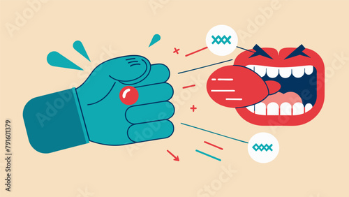 A simplified illustration of a fist colliding with a jaw accompanied by labels explaining the specific technicalities of a knockout punch.