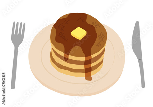 重なったパンケーキの手描きイラスト