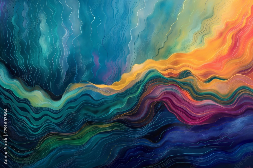 Vibrant fluid art abstract representing the dynamic ebb and flow of thoughts