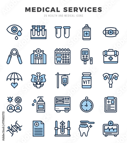 MEDICAL SERVICES icons set. Vector illustration.