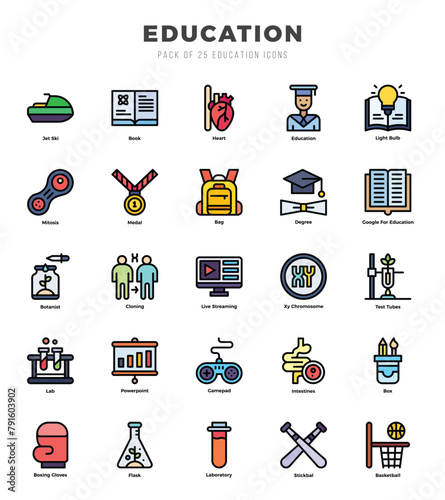 Set of Education icons. Vector Illustration.