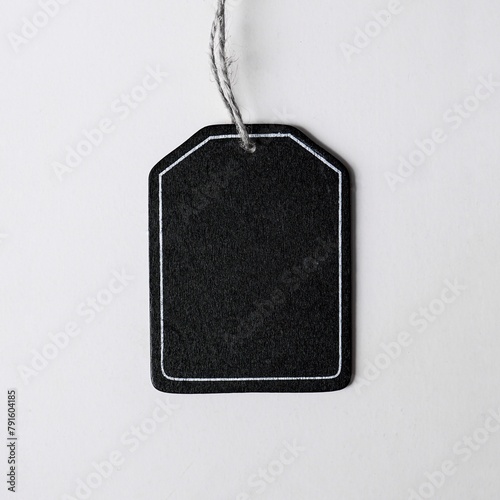 black price tag on the white background, black mockup