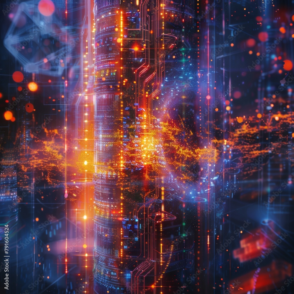 A dramatic visualization of quantum computing power enhancing blockchain scalability A dramatic visualization of quantum computing power enhancing blockchain scalability