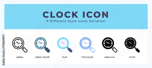Clock icon set pack vector illustration.