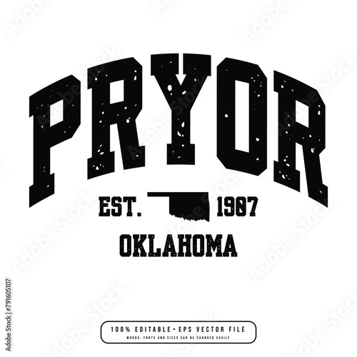 Pryor text effect vector. Editable college t-shirt design printable text effect vector	
 photo