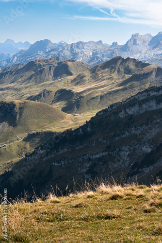 Swiss Alps mountain range seen from summit of Fronalpstock, Switzerland