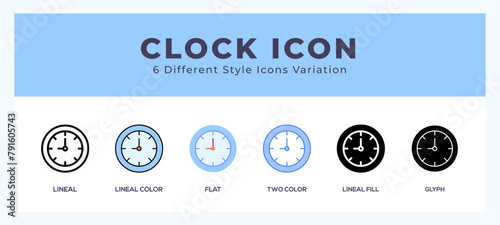 Clock icon set pack vector illustration.