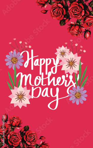 A Poster For Mothers Day With flowers. Mother Day greetings Card dia dos namorados photo