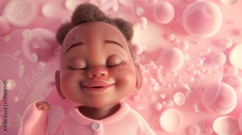 A 3d rendered baby with a sweet and charming aesthetic AI generated illustration