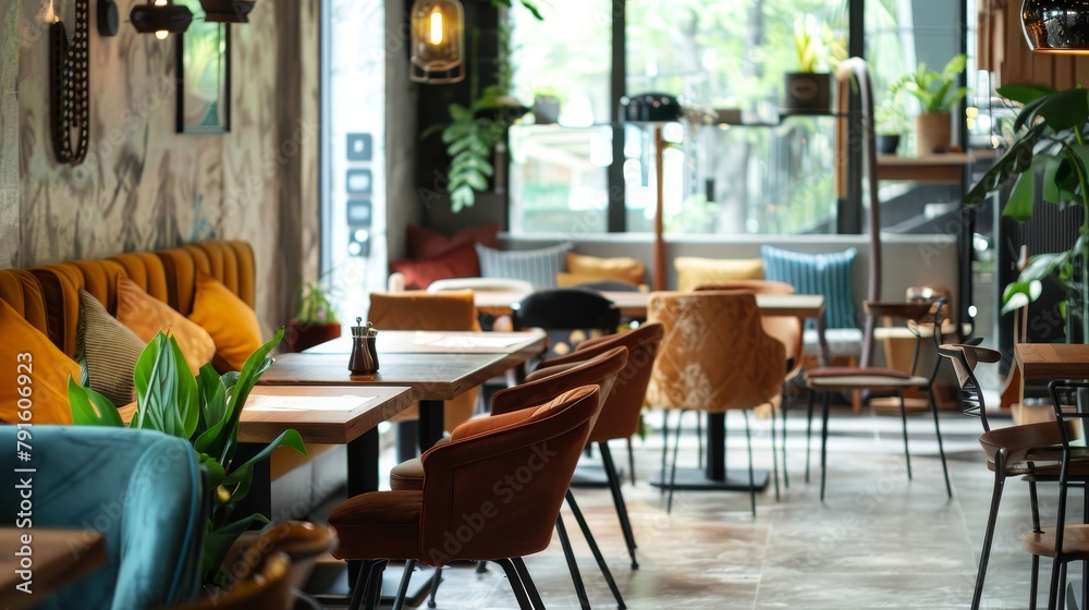 Up-close look at a trendy cafe where business meetings take place AI generated illustration Up-close look at a trendy cafe where business meetings take place AI generated illustration