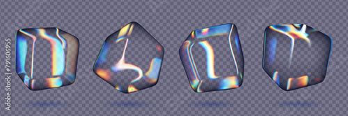 3d vector render glass cube set.