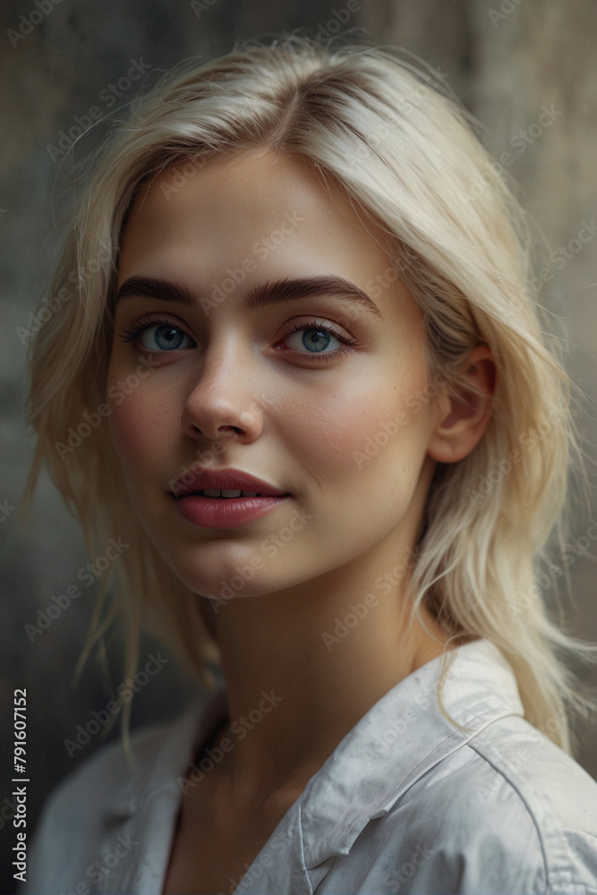 Portrait of a Stylish Blonde Woman with Long Hair Outdoors Portrait of a Stylish Blonde Woman with Long Hair Outdoors