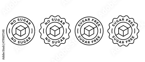 Sugar free icon vector set. Zero sugar sign