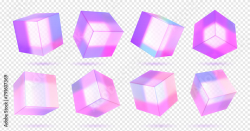 3d vector render glass cube set.