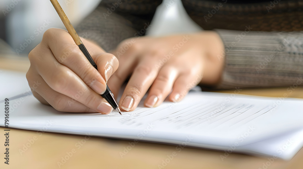 A closeup photograph of beautiful and neat ladies hands, writing down notes on a note book using a pen, detailed picture. A closeup photograph of beautiful and neat ladies hands, writing down notes on a note book using a pen, detailed picture.